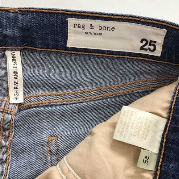 Rag & Bone Blue Side Stripe Skinny Jeans In Indigo Tux Good Condition Size 25 - Picture 4 of 12